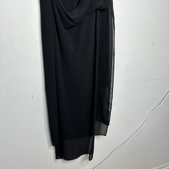 Hyfve Black Draped Sleeveless Faux Wrap Midi Dress Med - Picture 4 of 11
